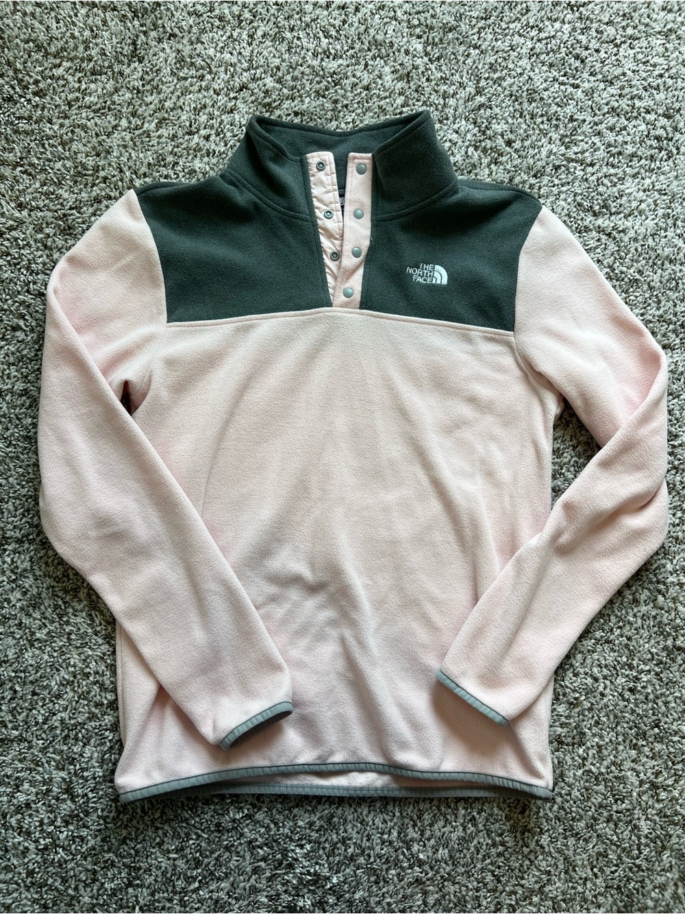 The North Face Youth Glacier Quarter Snap Pullover Pink and Grey Sz YXL
